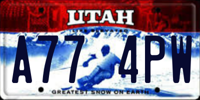 UT license plate A774PW