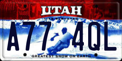 UT license plate A774QL