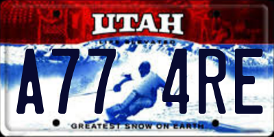 UT license plate A774RE
