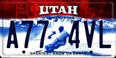 UT license plate A774VL