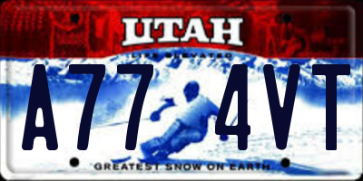UT license plate A774VT