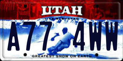 UT license plate A774WW