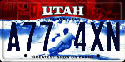 UT license plate A774XN