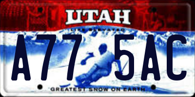 UT license plate A775AC