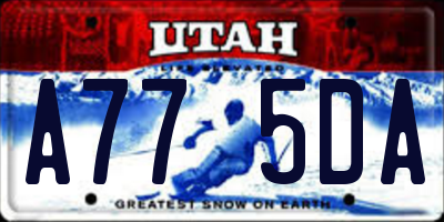 UT license plate A775DA