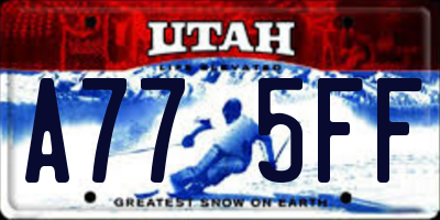 UT license plate A775FF