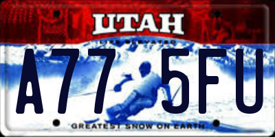 UT license plate A775FU