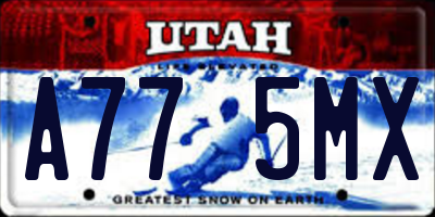 UT license plate A775MX
