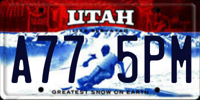 UT license plate A775PM