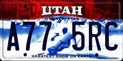 UT license plate A775RC