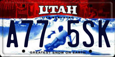 UT license plate A775SK