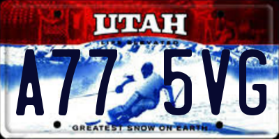 UT license plate A775VG