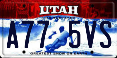 UT license plate A775VS