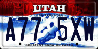 UT license plate A775XW