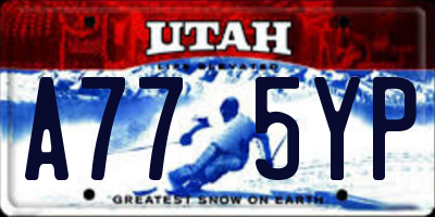 UT license plate A775YP