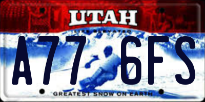 UT license plate A776FS