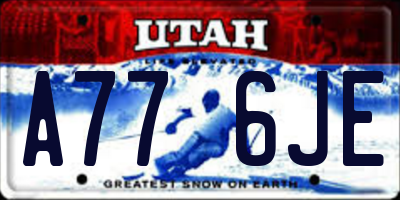 UT license plate A776JE