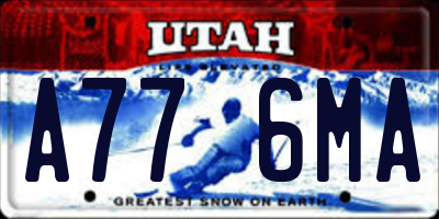 UT license plate A776MA