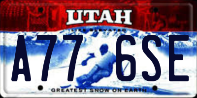 UT license plate A776SE