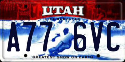 UT license plate A776VC