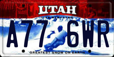 UT license plate A776WR
