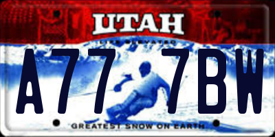 UT license plate A777BW