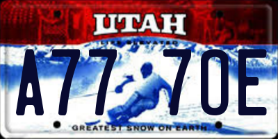 UT license plate A777OE