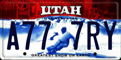 UT license plate A777RY