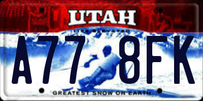 UT license plate A778FK