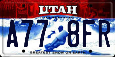 UT license plate A778FR