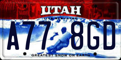 UT license plate A778GD