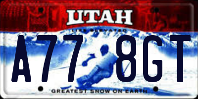 UT license plate A778GT