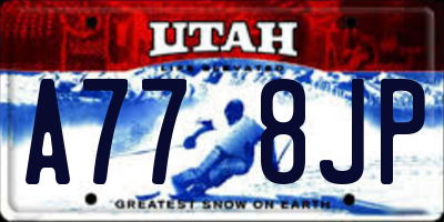 UT license plate A778JP