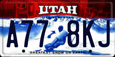 UT license plate A778KJ