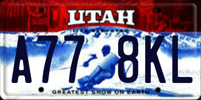 UT license plate A778KL