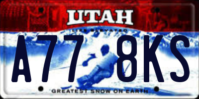 UT license plate A778KS