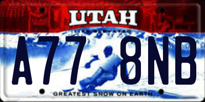 UT license plate A778NB