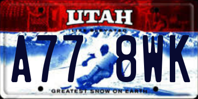UT license plate A778WK