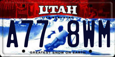 UT license plate A778WM