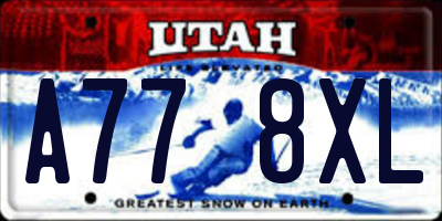 UT license plate A778XL