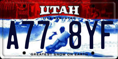 UT license plate A778YF