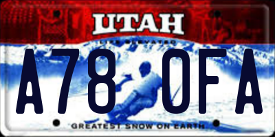 UT license plate A780FA