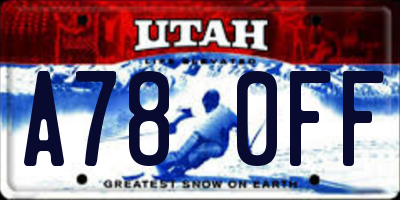 UT license plate A780FF