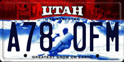 UT license plate A780FM