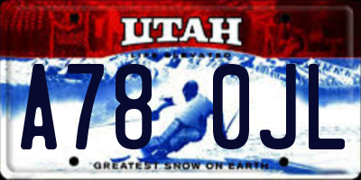 UT license plate A780JL