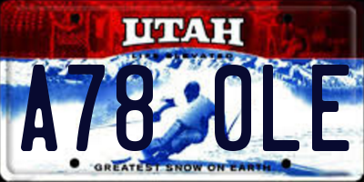 UT license plate A780LE
