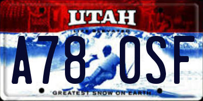 UT license plate A780SF