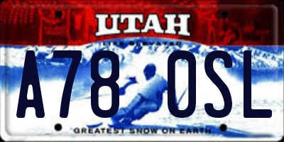 UT license plate A780SL