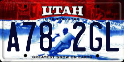 UT license plate A782GL