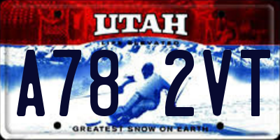 UT license plate A782VT